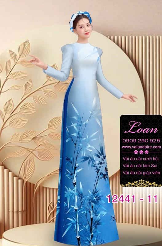 Vải áo dài in hình cành trúc