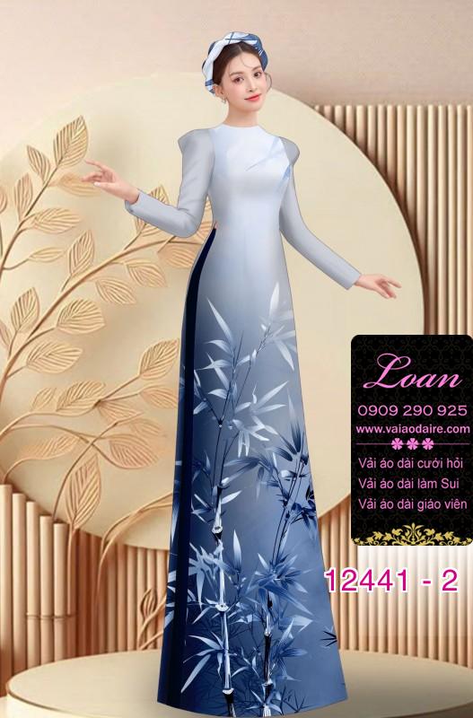 Vải áo dài in hình cành trúc