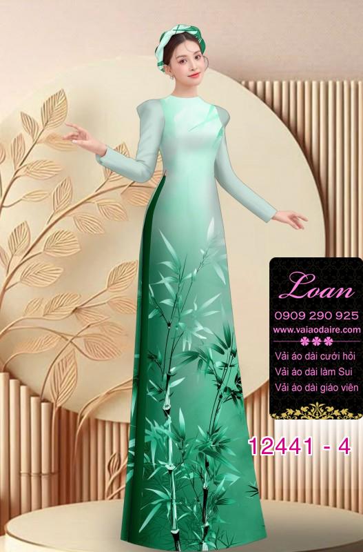 Vải áo dài in hình cành trúc