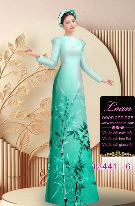 Vải áo dài in hình cành trúc