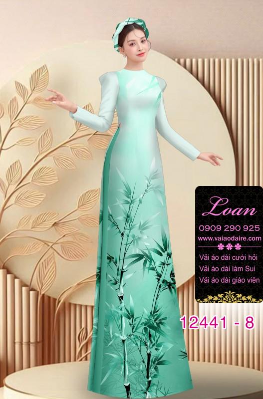 Vải áo dài in hình cành trúc