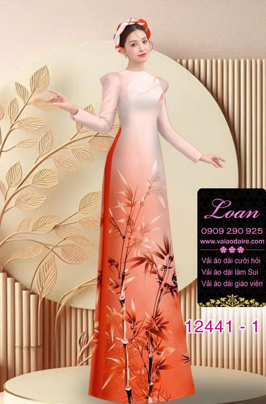 Vải áo dài in hình cành trúc