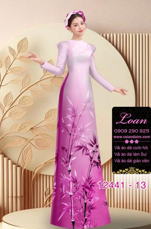 Vải áo dài in hình cành trúc