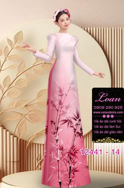 Vải áo dài in hình cành trúc