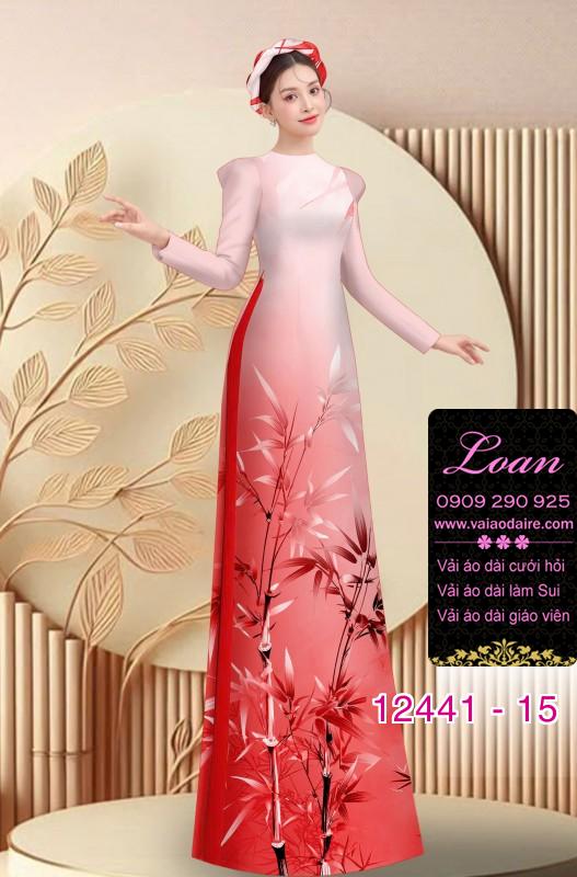 Vải áo dài in hình cành trúc