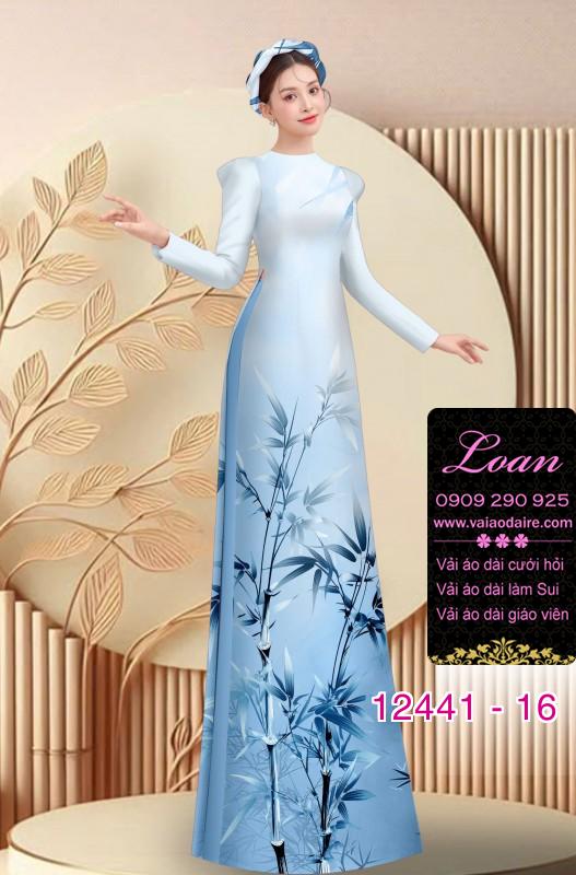 Vải áo dài in hình cành trúc