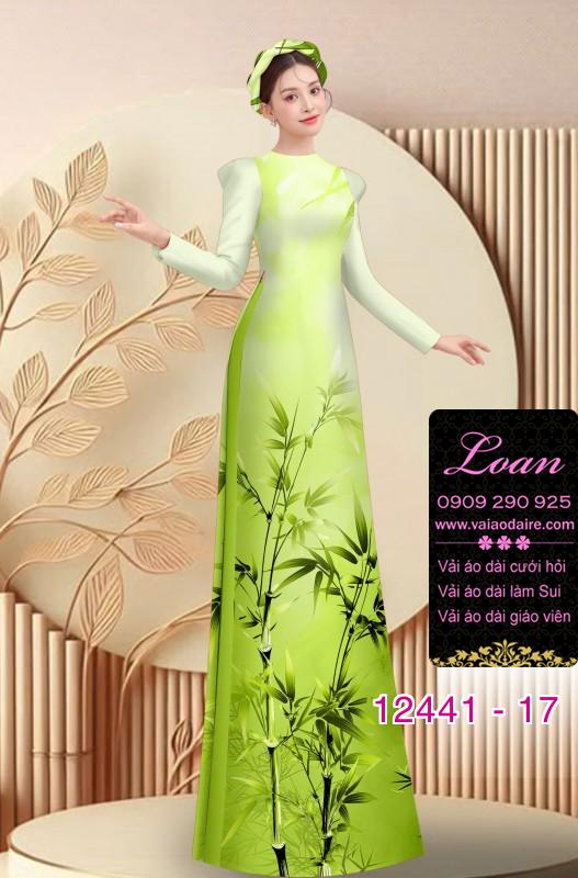Vải áo dài in hình cành trúc
