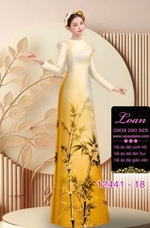 Vải áo dài in hình cành trúc