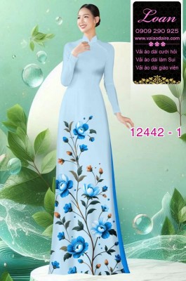 Vải áo dài hoa in 3D-DT 12442