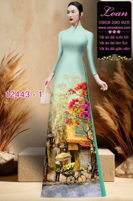 Vải áo dài phong cảnh-DT 12443