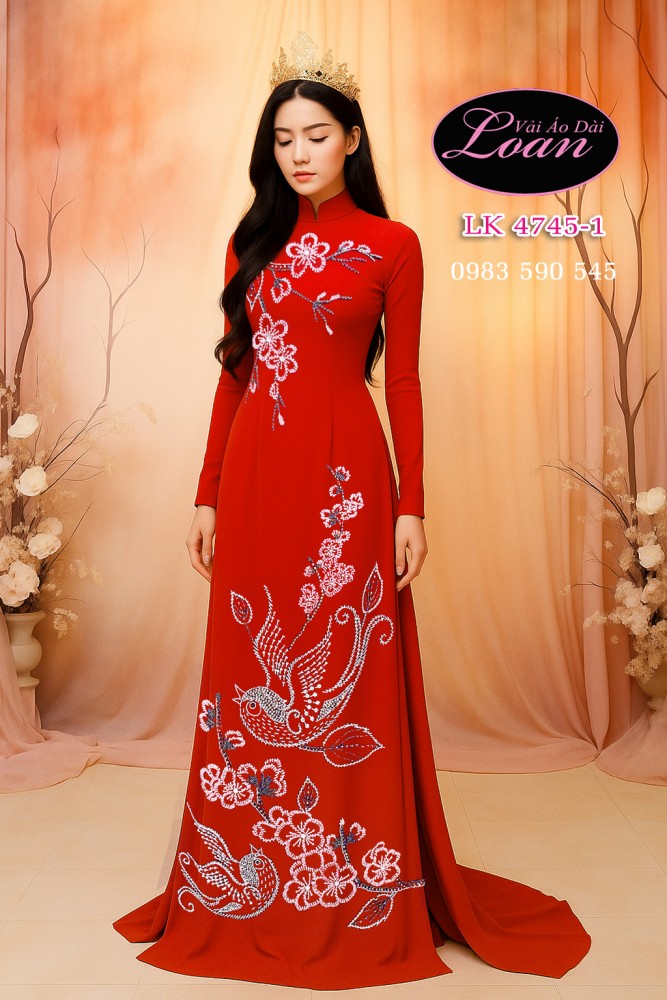 Vải áo dài kết cườm cao cấp