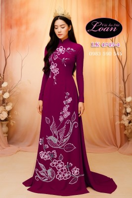 Vải áo dài kết cườm cao cấp-ADK 12446