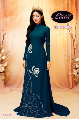 Vải áo dài kết hoa sen cao cấp-ADK 12447