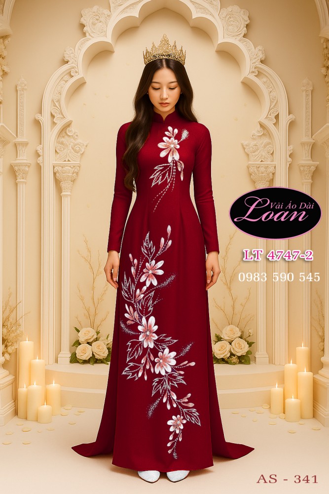 Vải áo dài kết hoa sen cao cấp-ADK 12448