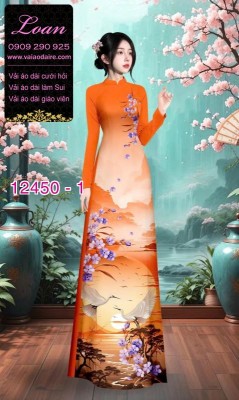 Vải áo dài phong cảnh in 3D-DT 12450