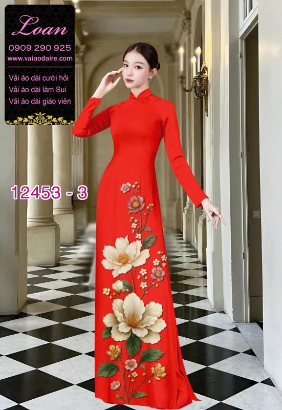 Vải áo dài hoa in 3D