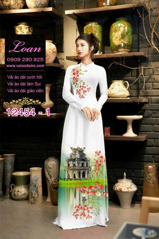 Vải áo dài phong cảnh hồ gươm