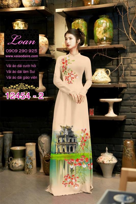 Vải áo dài phong cảnh hồ gươm