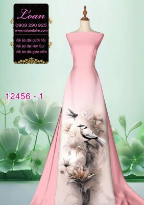 Vải áo dài hoa in 3D-DT 12456