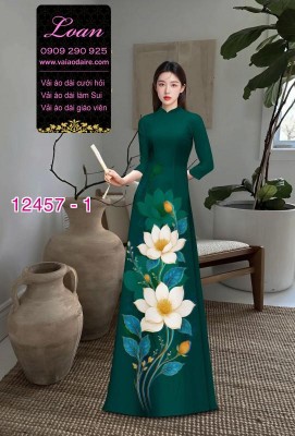 Vải áo dài hoa in 3D-DT 12457