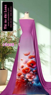 Vải áo dài hoa in 3D-DT 12458