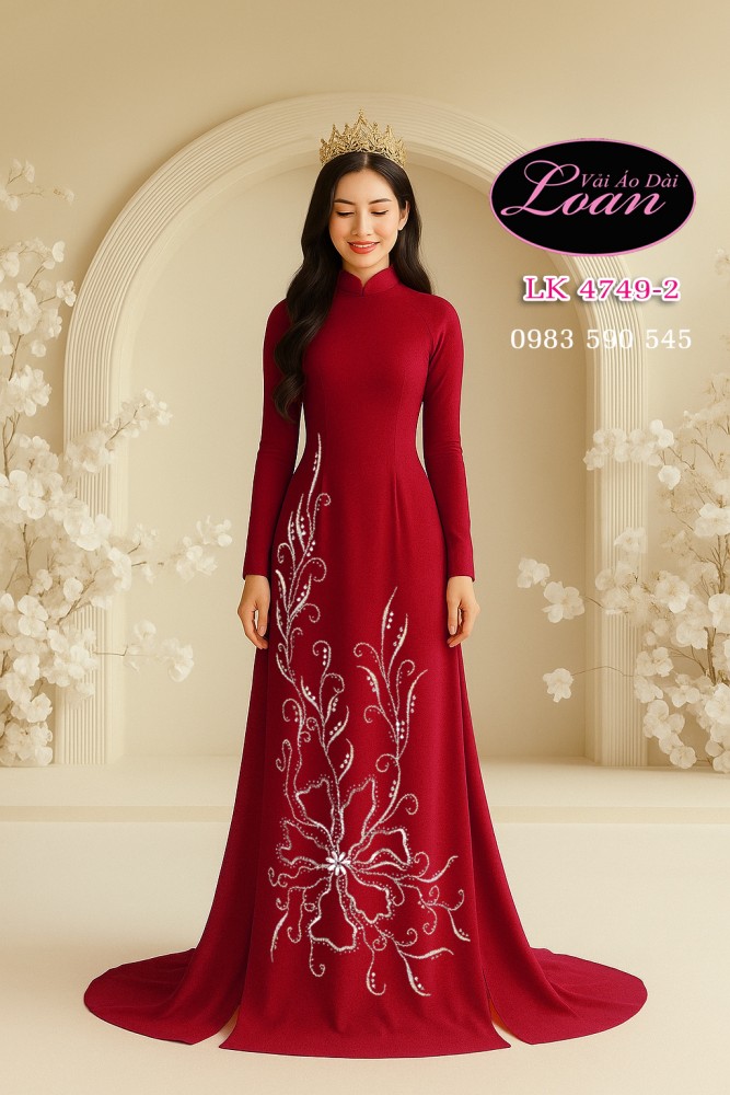 Vải áo dài kết pha lê cao cấp
