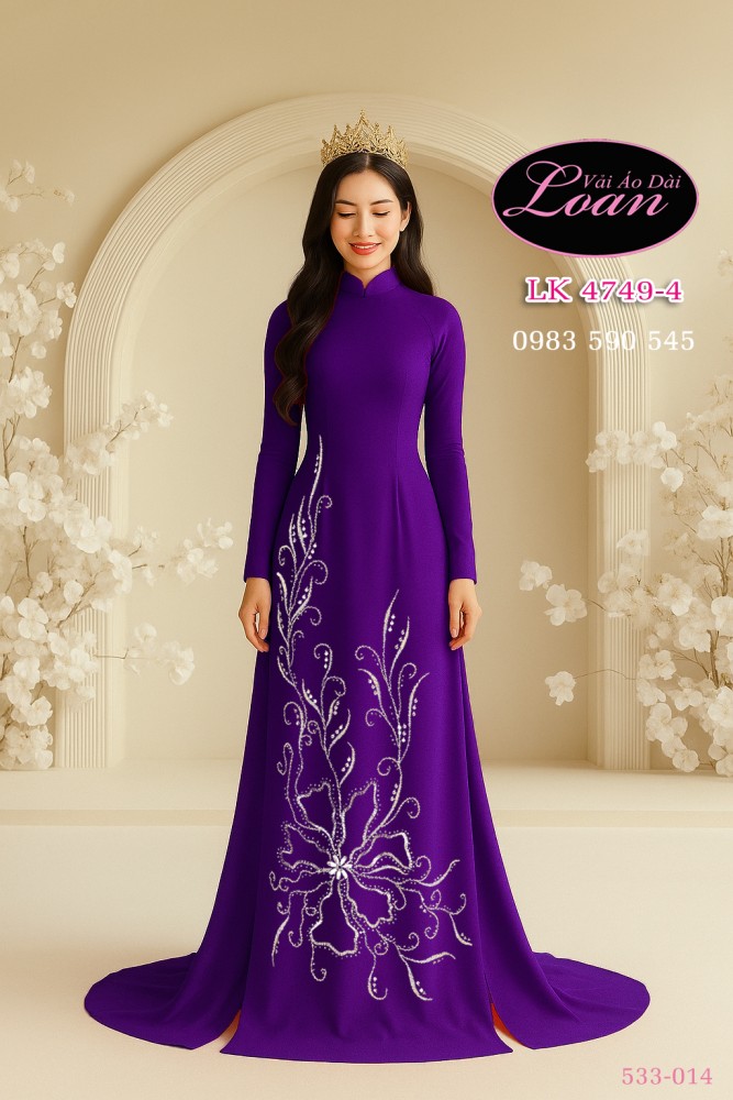 Vải áo dài kết pha lê cao cấp
