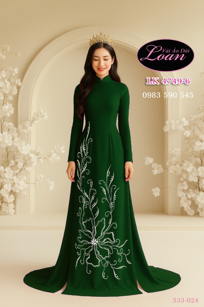 Vải áo dài kết pha lê cao cấp