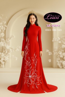 Vải áo dài kết pha lê cao cấp-ADK 12460