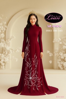 Vải áo dài kết pha lê cao cấp-ADK 12460