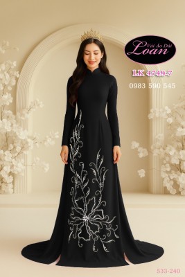 Vải áo dài kết pha lê cao cấp-ADK 12460