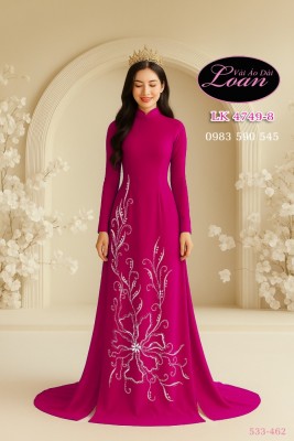 Vải áo dài kết pha lê cao cấp-ADK 12460
