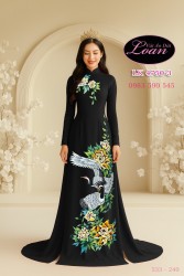 Vải áo dài vẽ chim hạc kim tuyến