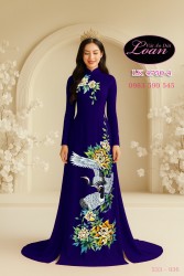 Vải áo dài vẽ chim hạc kim tuyến