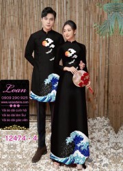 Vải áo dài đôi nam nữ hình sóng biển