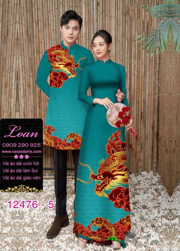 Áo Dài Đôi Nam Nữ  – Họa Tiết Rồng Vàng Mây Đỏ Quý Phái