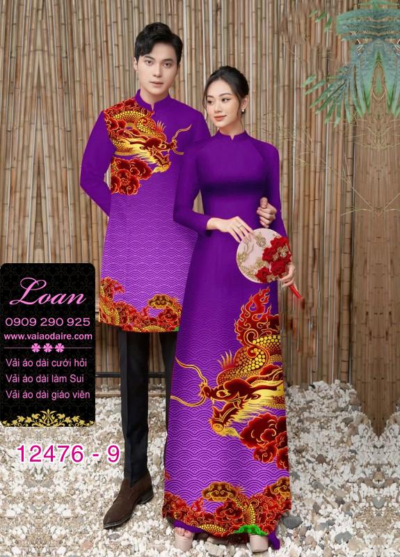 Áo Dài Đôi Nam Nữ  – Họa Tiết Rồng Vàng Mây Đỏ Quý Phái