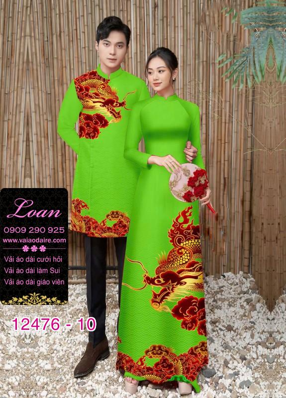 Áo Dài Đôi Nam Nữ  – Họa Tiết Rồng Vàng Mây Đỏ Quý Phái