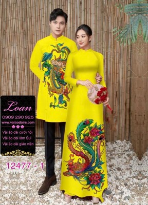 Áo Dài Đôi Nam Nữ  – Họa Tiết Rồng Phượng-DT12477
