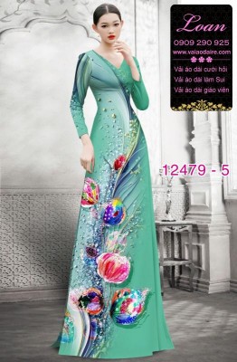 Vải áo dài hoa dọc toàn thân in 3D-DT 12479