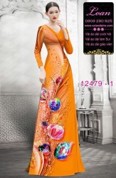 Vải áo dài hoa dọc toàn thân in 3D