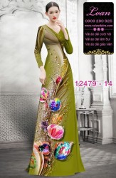 Vải áo dài hoa dọc toàn thân in 3D