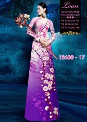 Vải áo dài hoa đào in 3D