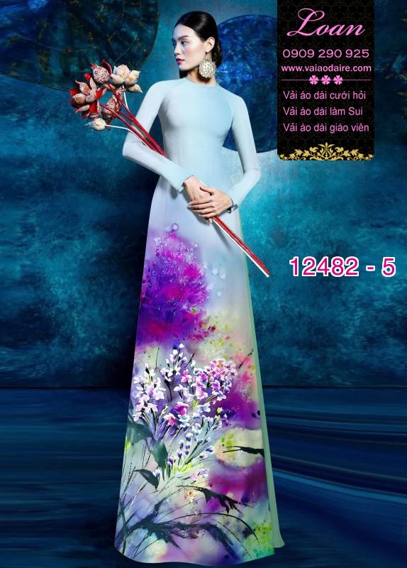 Vải áo dài hoa lan nhí in 3D