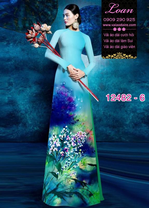 Vải áo dài hoa lan nhí in 3D