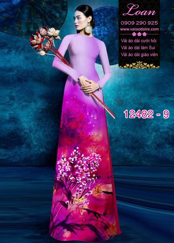 Vải áo dài hoa lan nhí in 3D