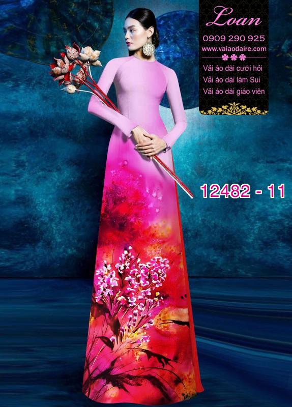 Vải áo dài hoa lan nhí in 3D