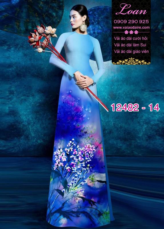 Vải áo dài hoa lan nhí in 3D