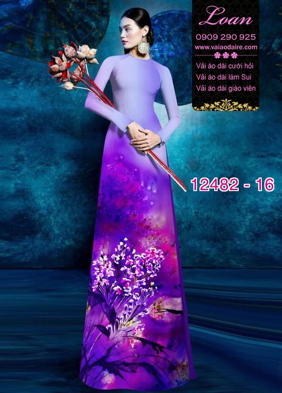 Vải áo dài hoa lan nhí in 3D