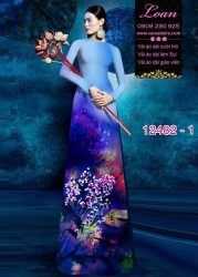Vải áo dài hoa lan nhí in 3D